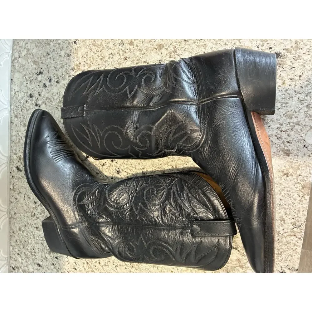 Vintage Mens Acme 16105 Black Cowboy Boots Size 10 D